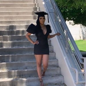 Black puffy sleeve dress